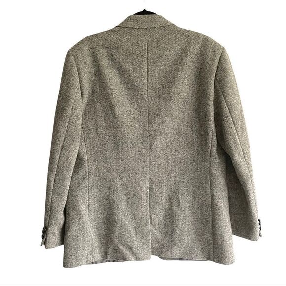 HARRIS TWEED Vintage Hand Woven Scotland Wool Sport Coat Jacket Blazer Grey 46L - Picture 3 of 8